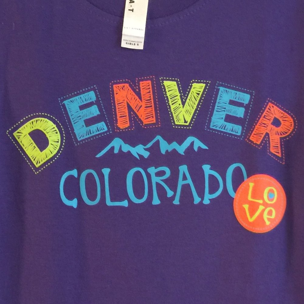 🇺🇸 Denver CO Love Girly Youth Tee, 100% Cotton,